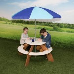 Masuta Gradina Rotunda Orion cu Parasolar - Masa Alb Maro pentru copii cu 4 locuri din lemn pentru Joaca Picnic si Activitati AXI Masuta Gradina Rotunda Orion cu Parasolar - Masa Alb Maro pentru copii cu 4 locuri din lemn pentru Joaca Picnic si Activitati AXI